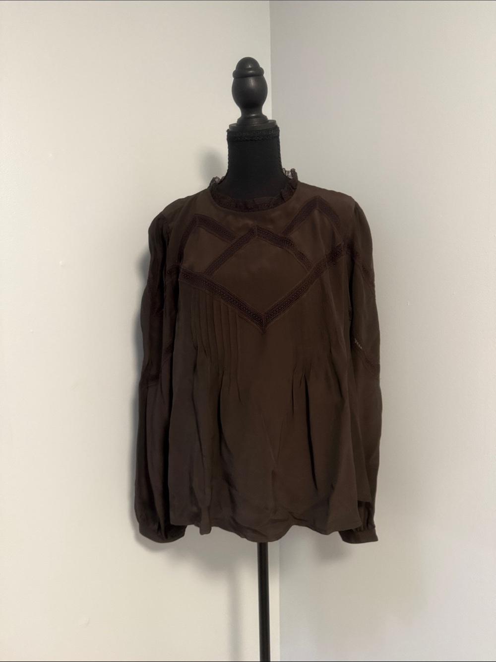 Madewell Brown Long Sleeve Pintuck Blouse
